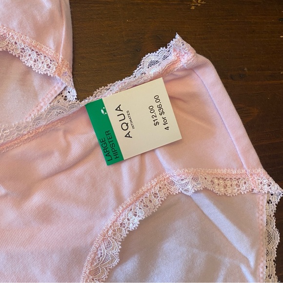 Lot of 3 Aqua Underwear Panties Thong Hipster LARGE‎ Petal Pink - Picture 4 of 6